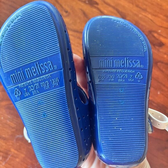 Mini Melissa Blue Rubber Flats with Off White Bow Detail- Size 7 - Picture 6 of 6